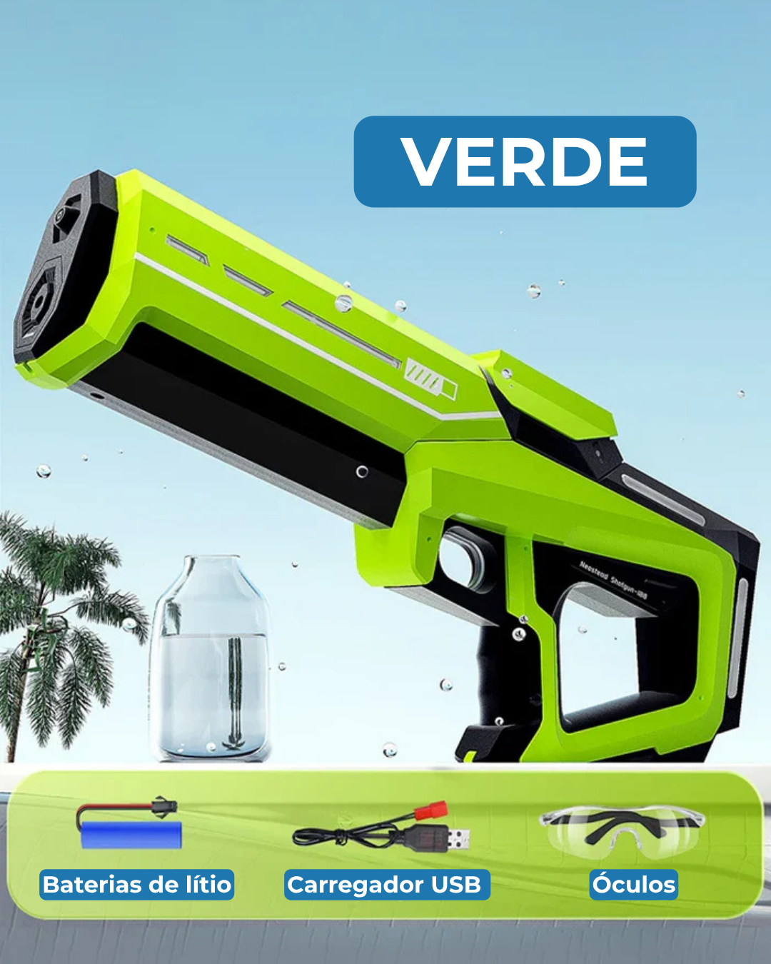 Brinquedo Pistola D'água Elétrica 1000ml Alta Pressão Branco