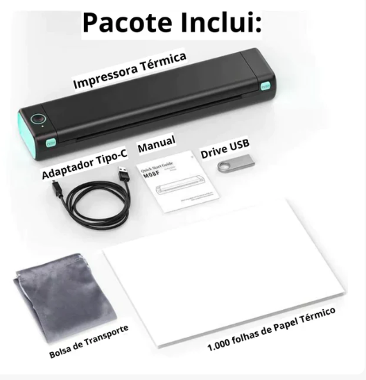 BluPrinter™ - Impressora Térmica Portátil + (Refil de Papel e Brinde Surpresa)