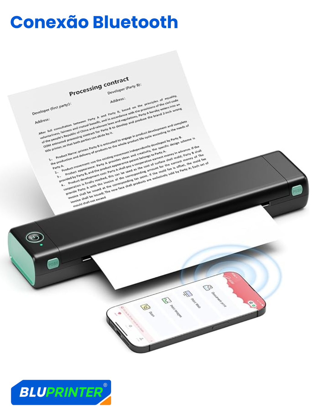 BluPrinter™ - Impressora Térmica Portátil + (Refil de Papel e Brinde Surpresa)